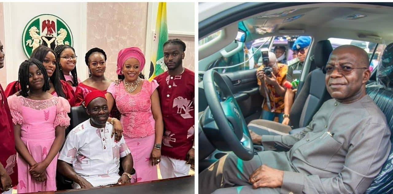 Gov Soludo and his family - Gov Otti inside a vehicle